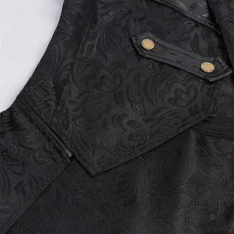 Men's Medieval Gothic Dark Pattern Long Coat - European Vintage Vampire Aristocrat Wool Blend Overcoat - Coscosmos