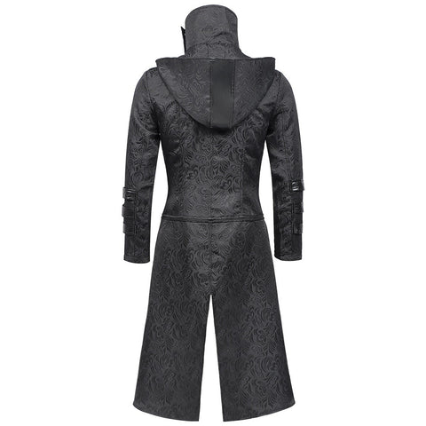 Men's Medieval Gothic Dark Pattern Long Coat - European Vintage Vampire Aristocrat Wool Blend Overcoat - Coscosmos