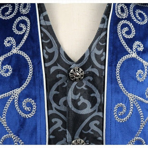 Men's Medieval Retro Mid - Length Silver - Trim Tuxedo - Royal Court Cosplay Costume, Renaissance Faire Outfit, Historical Tailcoat Jacket - Coscosmos