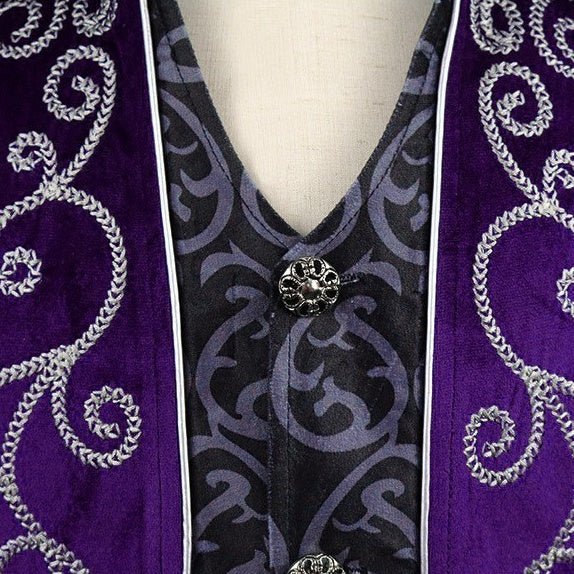 Men's Medieval Retro Mid - Length Silver - Trim Tuxedo - Royal Court Cosplay Costume, Renaissance Faire Outfit, Historical Tailcoat Jacket - Coscosmos