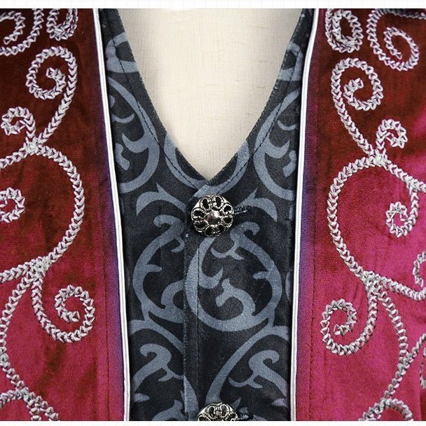 Men's Medieval Retro Mid - Length Silver - Trim Tuxedo - Royal Court Cosplay Costume, Renaissance Faire Outfit, Historical Tailcoat Jacket - Coscosmos