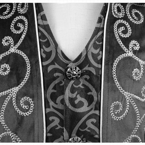 Men's Medieval Retro Mid - Length Silver - Trim Tuxedo - Royal Court Cosplay Costume, Renaissance Faire Outfit, Historical Tailcoat Jacket - Coscosmos