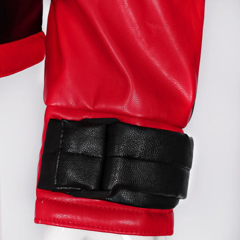 Men's Michael Jackson Cosplay Costume, Red Leather Jacket Thriller Halloween Stage Outfit - Coscosmos