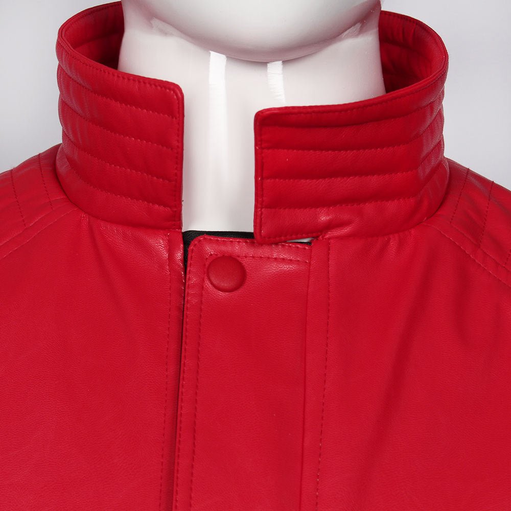 Men's Michael Jackson Cosplay Costume, Red Leather Jacket Thriller Halloween Stage Outfit - Coscosmos