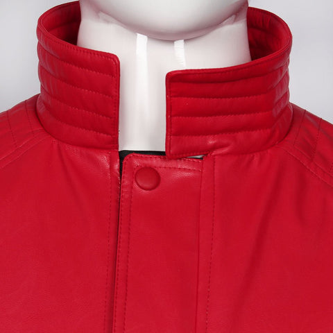 Men's Michael Jackson Cosplay Costume, Red Leather Jacket Thriller Halloween Stage Outfit - Coscosmos