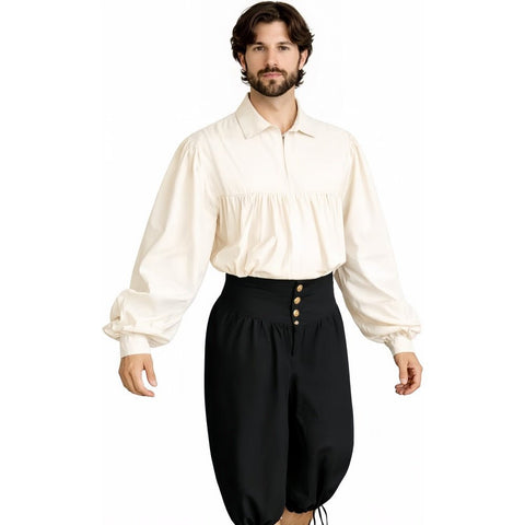 Men's Renaissance Costume 3 Piece Set | Medieval Doublet Breeches Shirt | Red Blue Black - Coscosmos