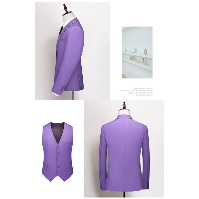 Men's Royal Cosplay Suit Three - Piece Set Single Button Double Vent Formal Wear for Halloween Costume Party - Coscosmos