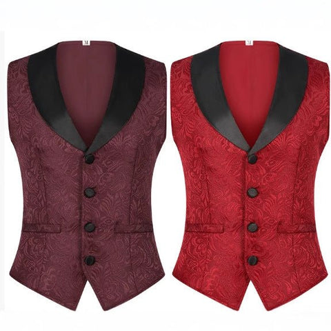 Men's Ruffled Suit Vest Halloween Medieval Steampunk Victorian Gentleman Costume - Coscosmos
