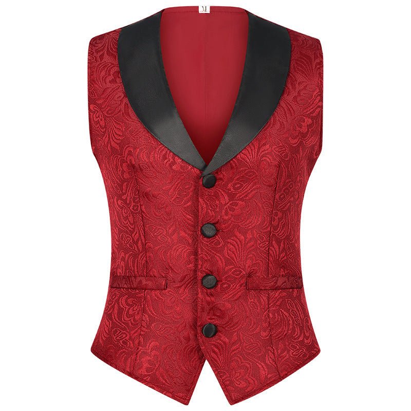Men's Ruffled Suit Vest Halloween Medieval Steampunk Victorian Gentleman Costume - Coscosmos