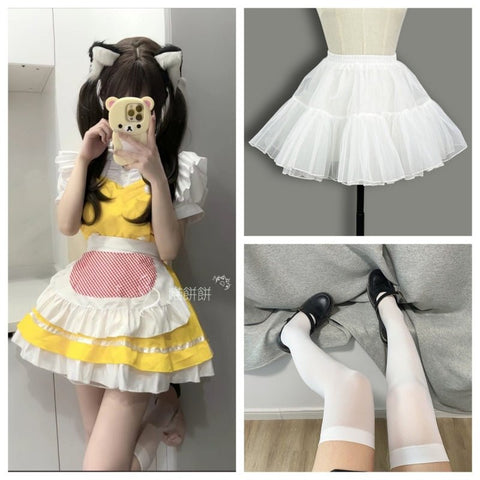 Miao Bingbing: Japanese Style Cute Soft Girl Cosplay Doraemon Dorami Anime Lolita Maid Dress Yellow Cosplay Costume - Coscosmos