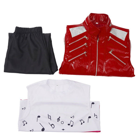 Michael Jackson Red Suit Cosplay Outfit King of Pop Stage Costume - Coscosmos