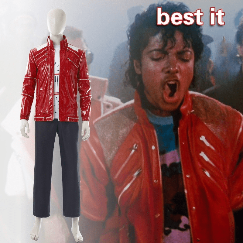 Michael Jackson Red Suit Cosplay Outfit King of Pop Stage Costume - Coscosmos