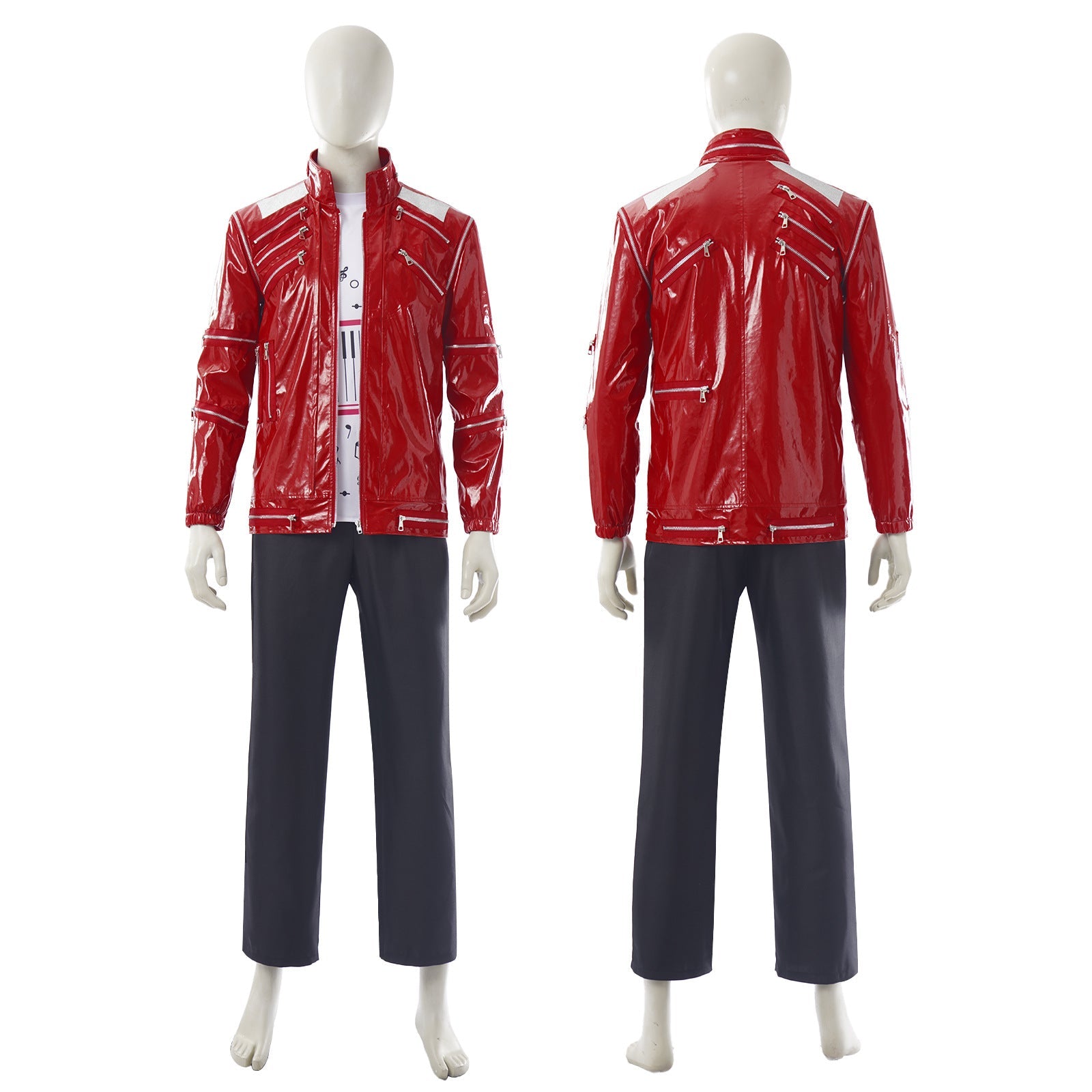 Michael Jackson Red Suit Cosplay Outfit King of Pop Stage Costume - Coscosmos