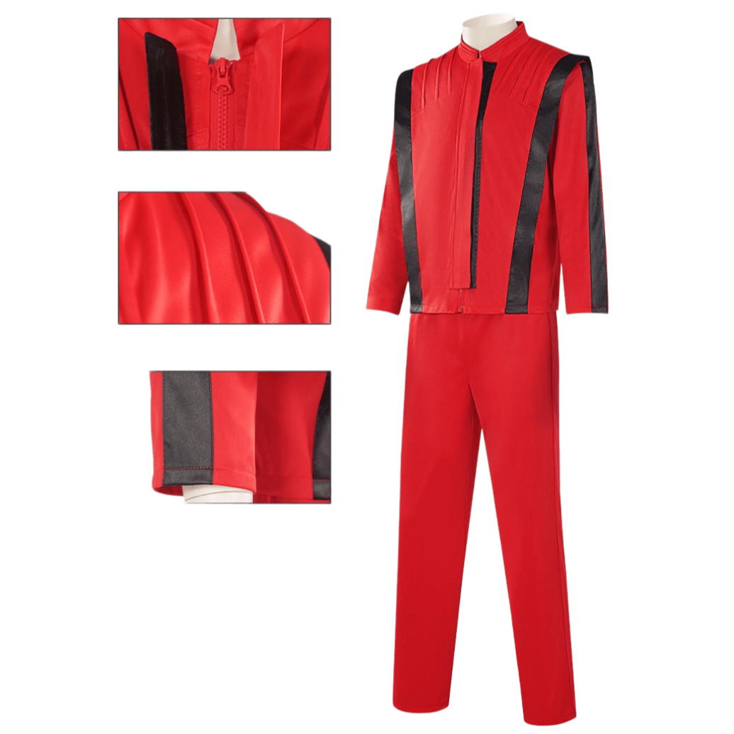 Michael Jackson Thriller Red Leather Jacket and Pants Set for Cosplay Stage Performance - Coscosmos