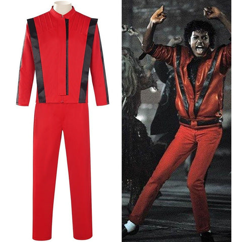 Michael Jackson Thriller Red Leather Jacket and Pants Set for Cosplay Stage Performance - Coscosmos