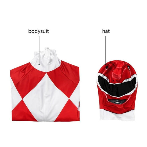 MMPR Red Ranger Suit Cosplay Jumpsuit – Mighty Morphin Power Rangers Costume - Coscosmos