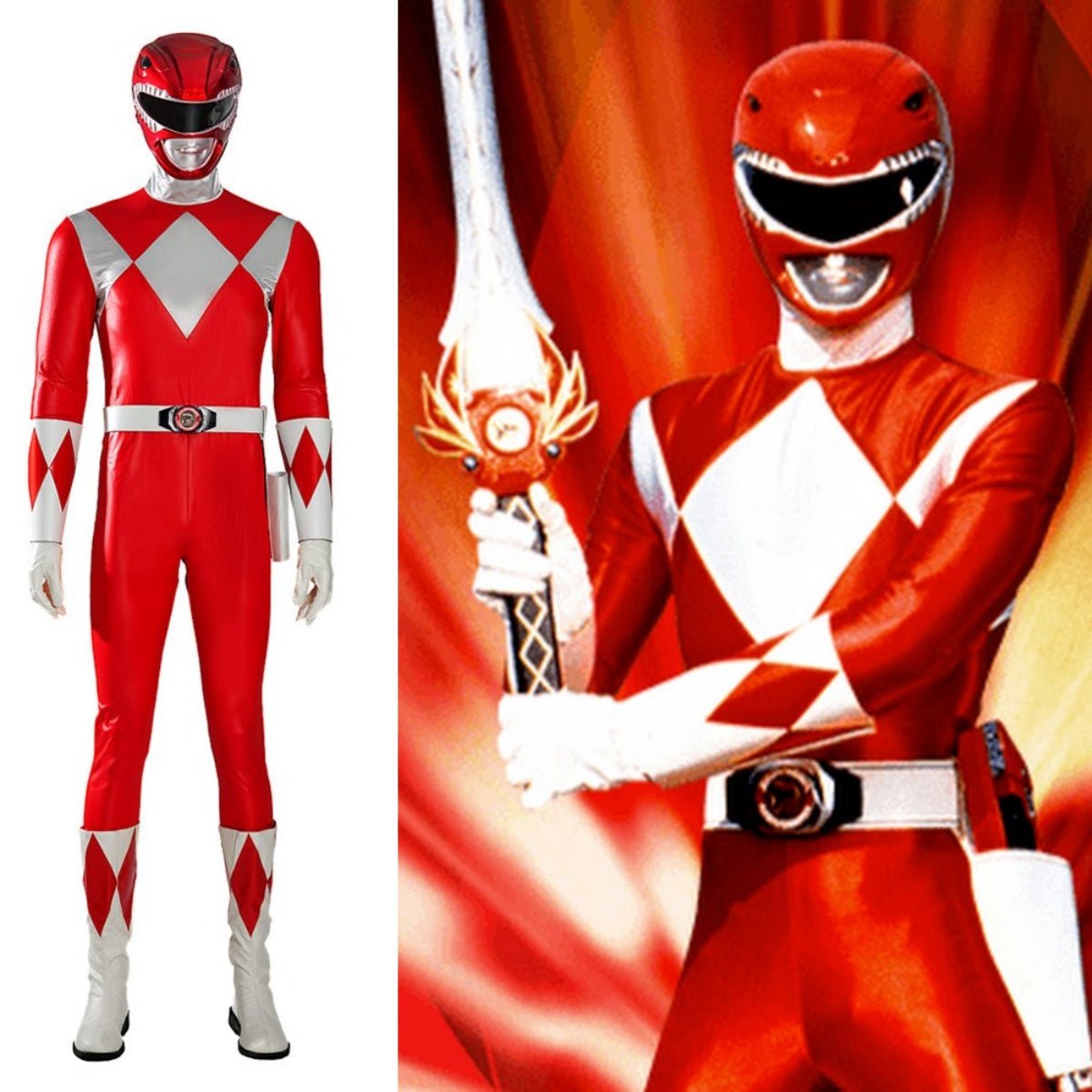 MMPR Red Ranger Suit Costume Cosplay Jumpsuit - Coscosmos