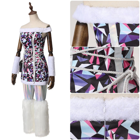 Monster High Abbey Bominable Full Cosplay Costume Christmas Party Outfit - Coscosmos