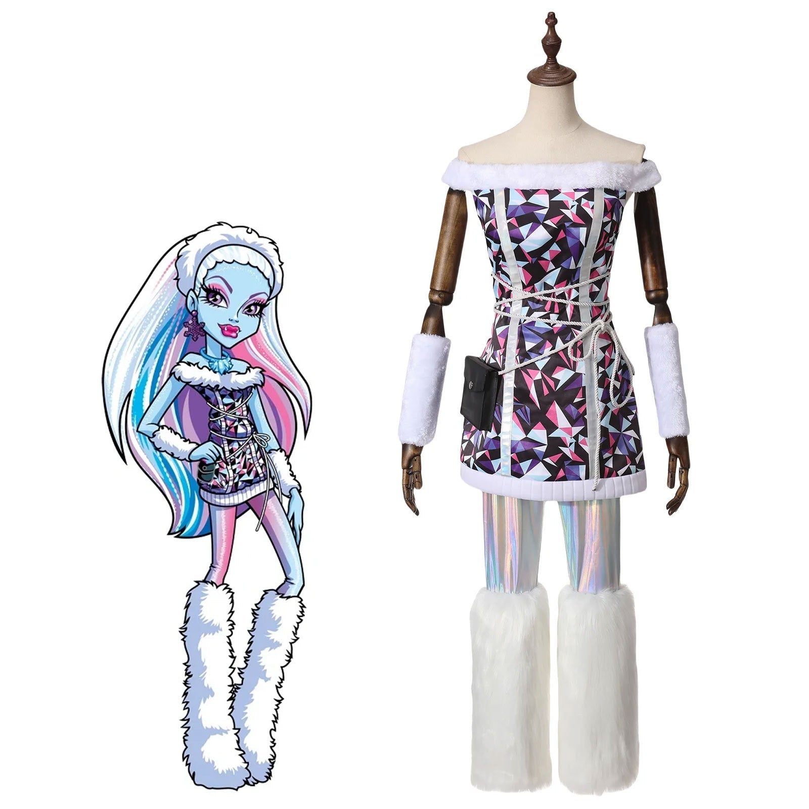 Monster High Abbey Bominable Full Cosplay Costume Christmas Party Outfit - Coscosmos