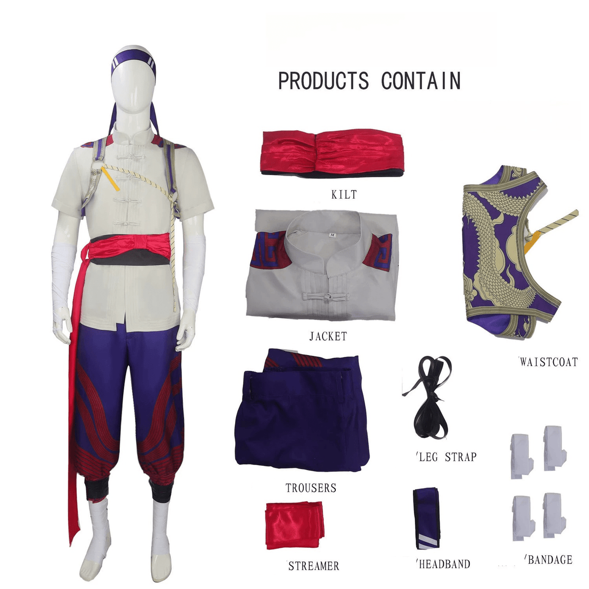 Mortal Kombat 1 Fire God Liu Kang Cosplay Full Set Halloween Costume Outfit - Coscosmos