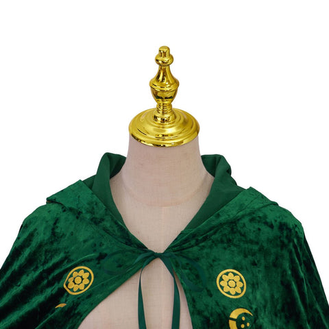 Movie Cosplay Sanderson Cloak Women Retro Green Velvet Hooded Cape - Hocus Pocus Sanderson Sisters Costume - Coscosmos