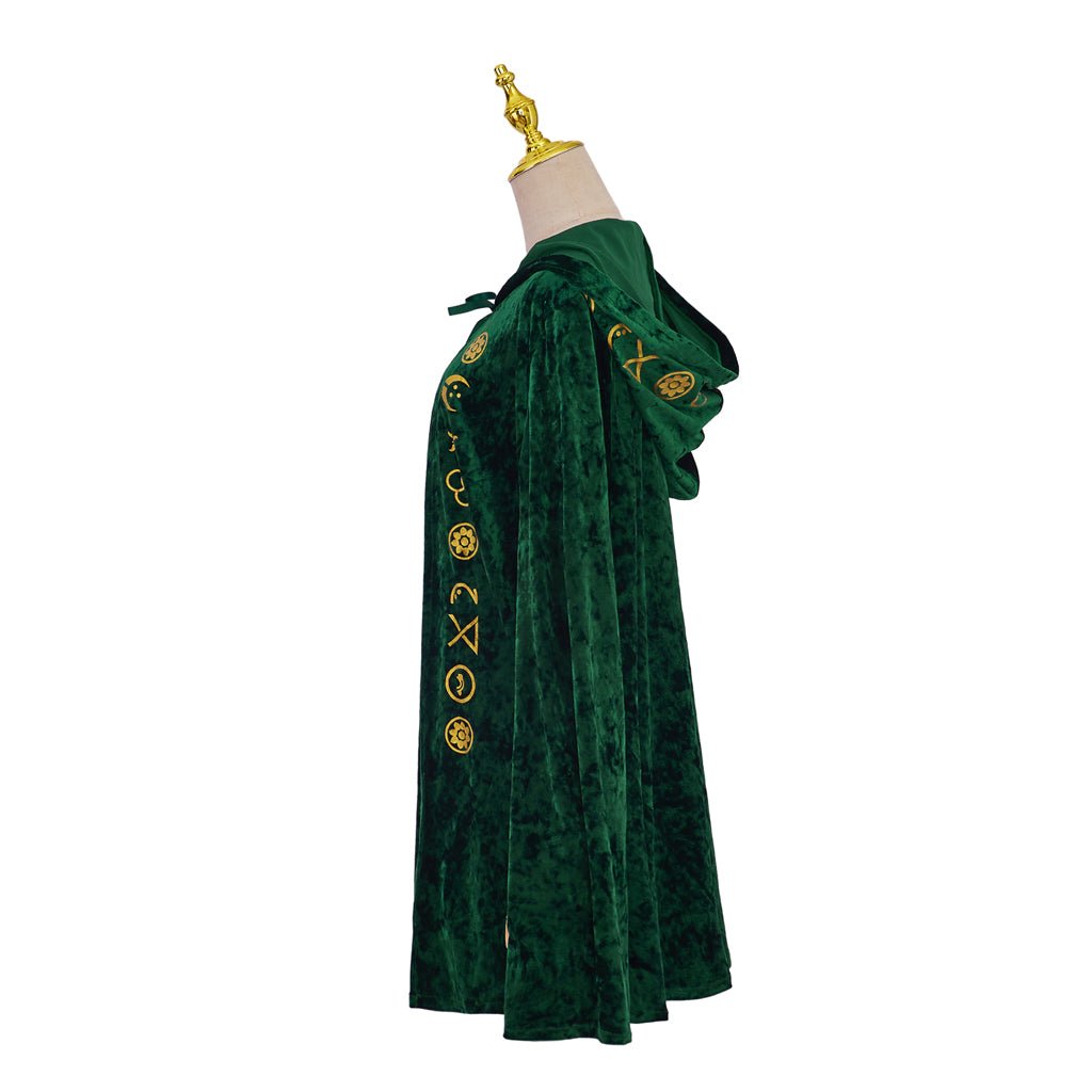 Movie Cosplay Sanderson Cloak Women Retro Green Velvet Hooded Cape - Hocus Pocus Sanderson Sisters Costume - Coscosmos