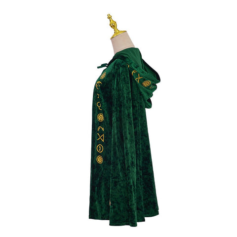 Movie Cosplay Sanderson Cloak Women Retro Green Velvet Hooded Cape - Hocus Pocus Sanderson Sisters Costume - Coscosmos