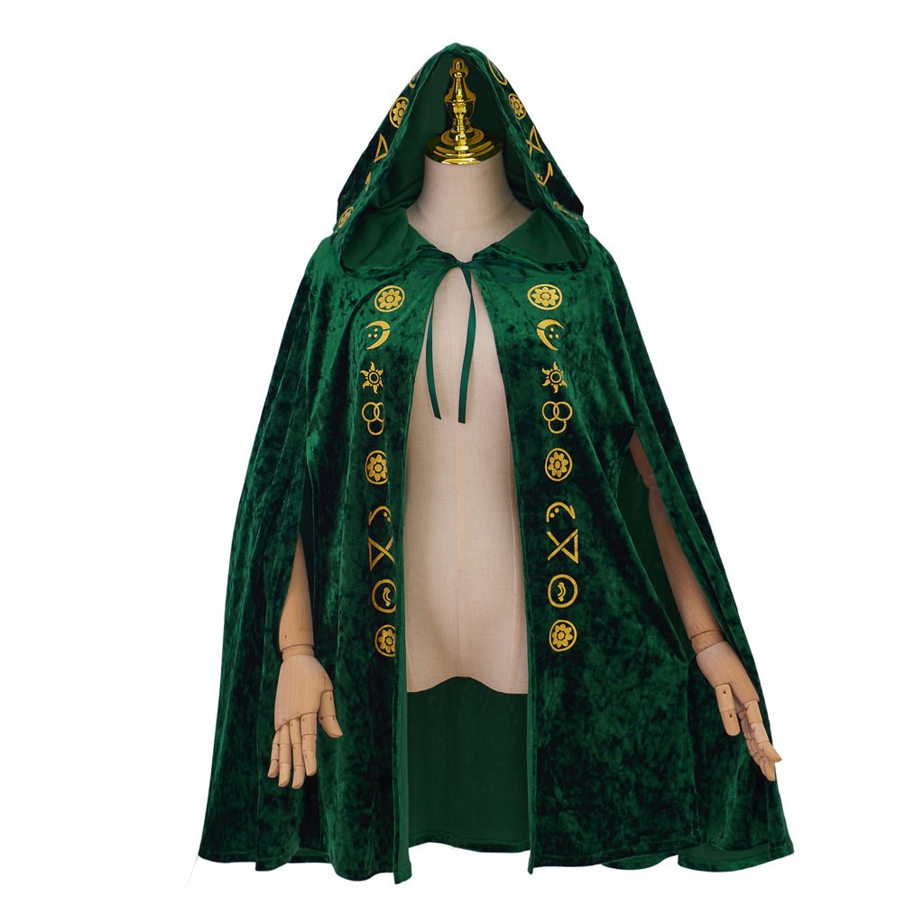 Movie Cosplay Sanderson Cloak Women Retro Green Velvet Hooded Cape - Hocus Pocus Sanderson Sisters Costume - Coscosmos