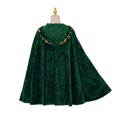 Movie Cosplay Sanderson Cloak Women Retro Green Velvet Hooded Cape - Hocus Pocus Sanderson Sisters Costume - Coscosmos