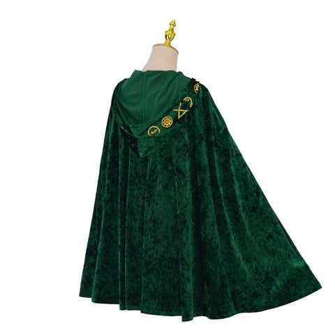 Movie Cosplay Sanderson Cloak Women Retro Green Velvet Hooded Cape - Hocus Pocus Sanderson Sisters Costume - Coscosmos