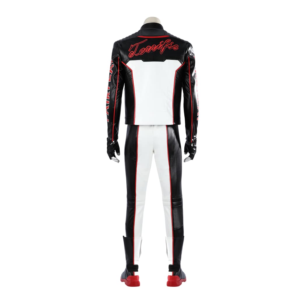 Movie Superhero Mister Terrific Cosplay - PU Leather Stand Collar Jacket & Tights - DC Universe Superhero - Coscosmos