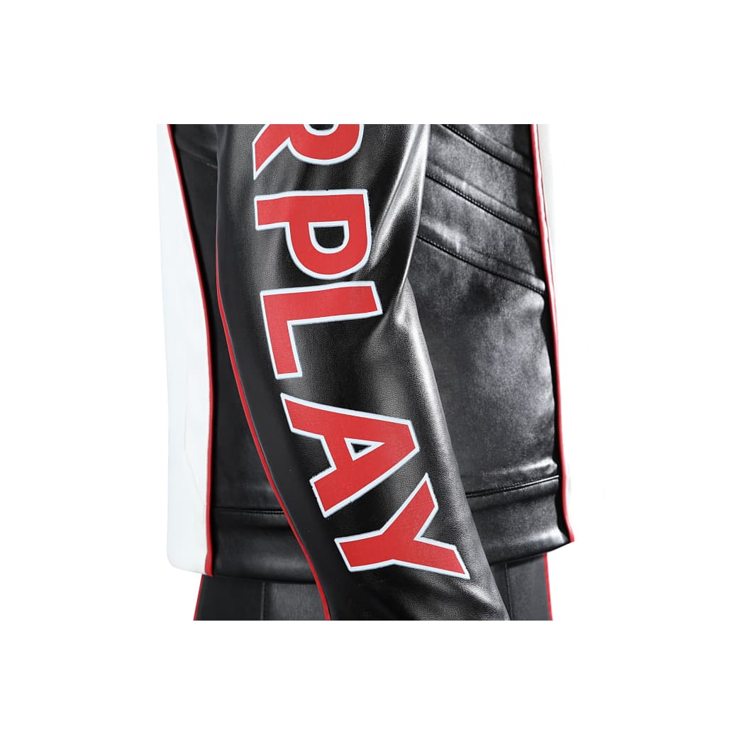 Movie Superhero Mister Terrific Cosplay - PU Leather Stand Collar Jacket & Tights - DC Universe Superhero - Coscosmos