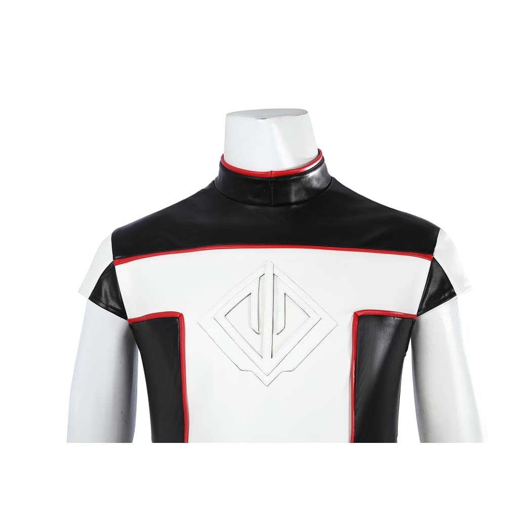 Movie Superhero Mister Terrific Cosplay - PU Leather Stand Collar Jacket & Tights - DC Universe Superhero - Coscosmos