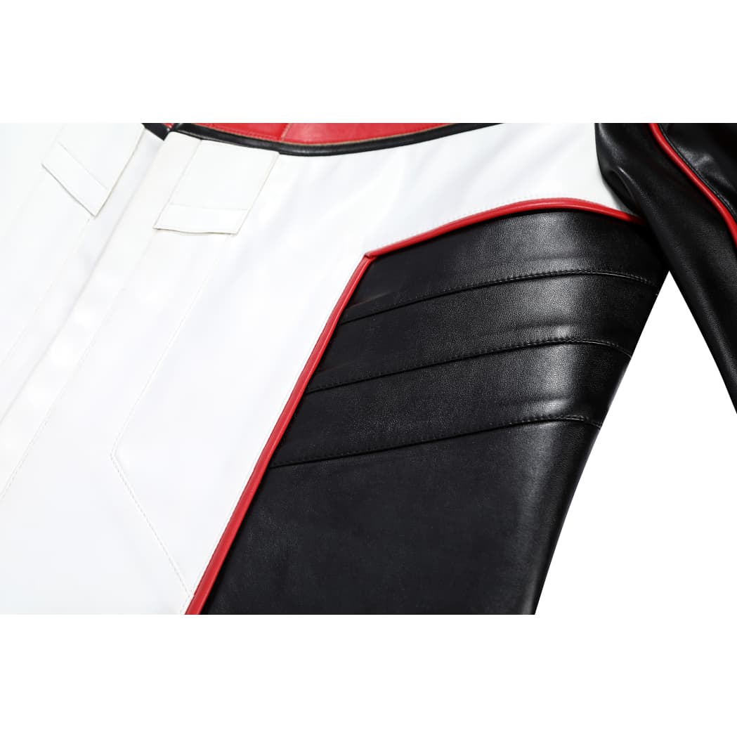 Movie Superhero Mister Terrific Cosplay - PU Leather Stand Collar Jacket & Tights - DC Universe Superhero - Coscosmos