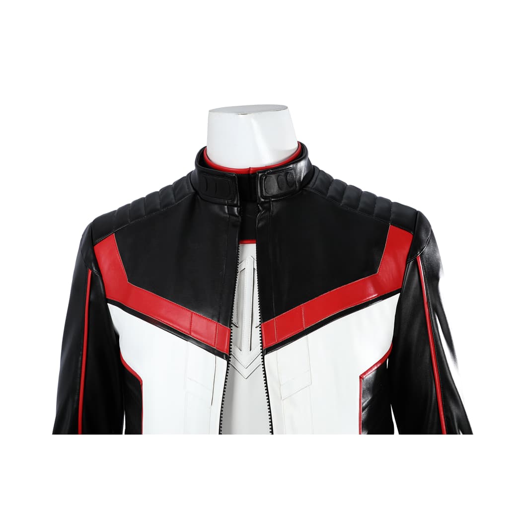 Movie Superhero Mister Terrific Cosplay - PU Leather Stand Collar Jacket & Tights - DC Universe Superhero - Coscosmos