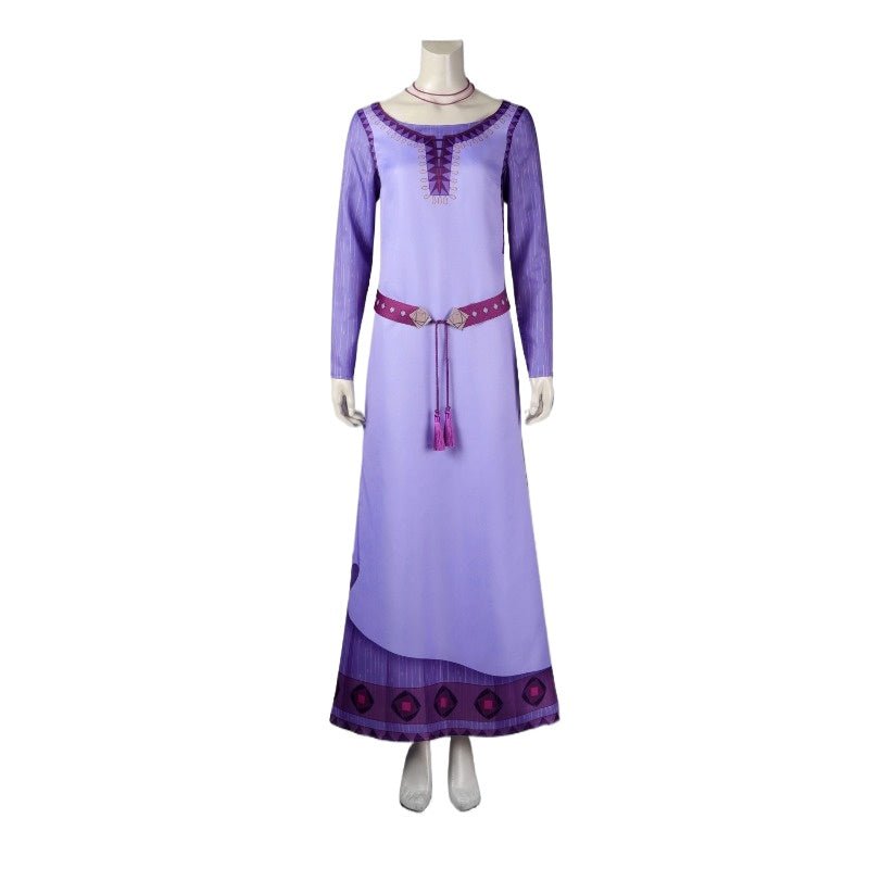 Movie Wish Asha Cosplay Costume Purple Princess Dress for Adults - Coscosmos