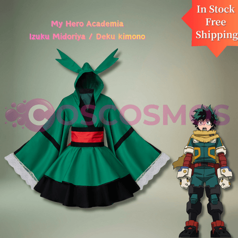 My Hero Academia Deku Cosplay Costume - Izuku Midoriya Red Belt Hero Outfit Kimono Set - Coscosmos