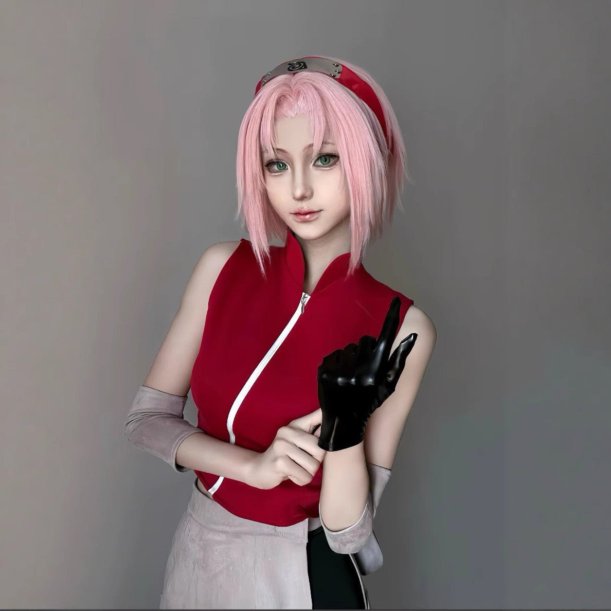 Naruto Sakura Cosplay Costume - Shippuden Haruno Sakura Outfit with Wig & Headband - Coscosmos