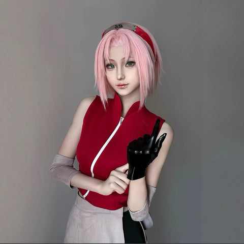 Naruto Sakura Cosplay Costume - Shippuden Haruno Sakura Outfit with Wig & Headband - Coscosmos