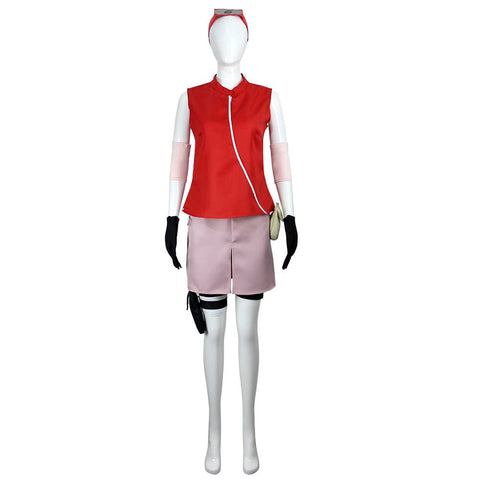 Naruto Shippuden Haruno Sakura Cosplay Costume with Headband - Coscosmos