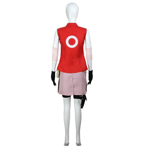 Naruto Shippuden Haruno Sakura Cosplay Costume with Headband - Coscosmos