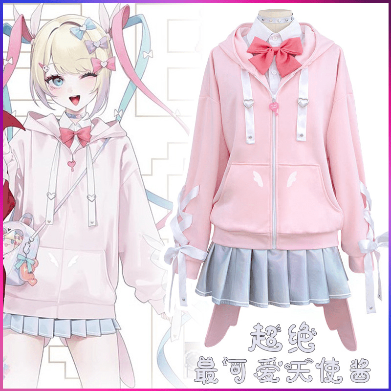 Needy Girl Overdose Amatsuka Sweater Cosplay Full Set Casual Outfit for Women - Coscosmos
