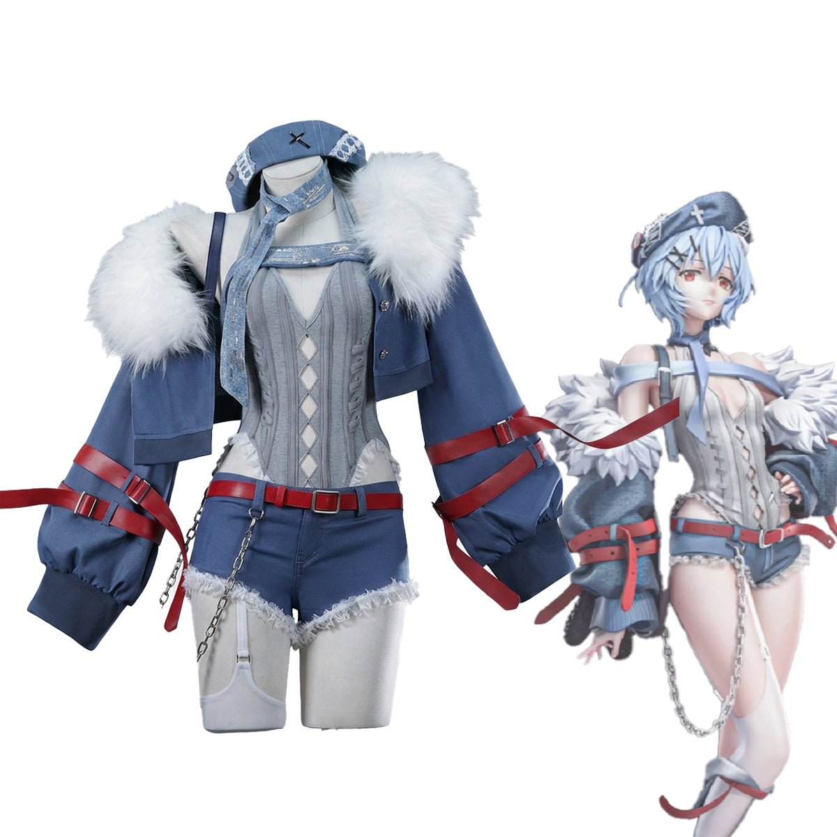 Neon Genesis Evangelion Rei Ayanami Cosplay Costume Rock Band Fanmade Female Outfit - Coscosmos