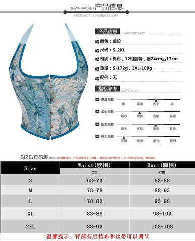 New Blue Ribbon Halter Women's Bustier Corset Top - Elegant Cosplay Costume - Coscosmos