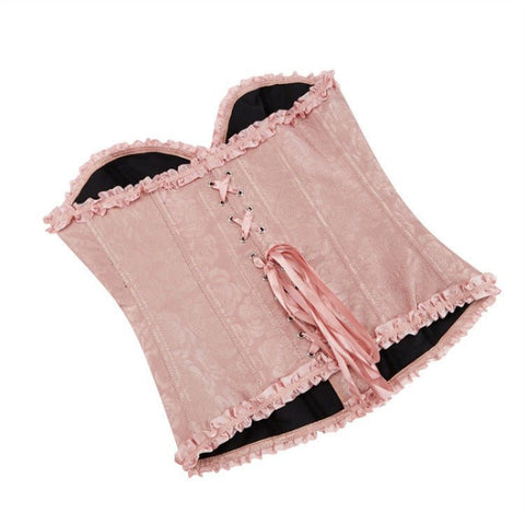 New Chinese - Style Jacquard Large - Size Waist - Cinching Outerwear Boned Corset Bustier with Steel Buckle Lacing - Coscosmos
