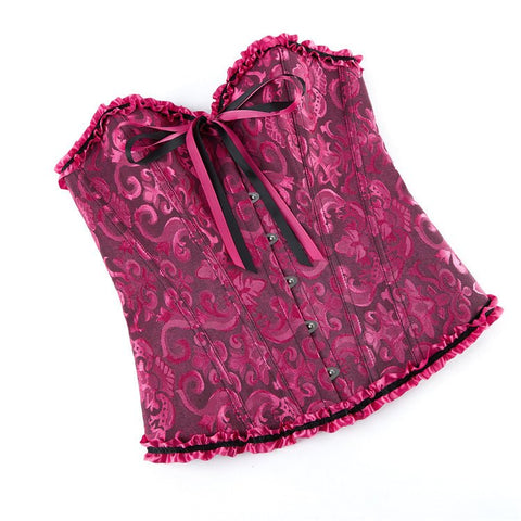 New Chinese - Style Jacquard Large - Size Waist - Cinching Outerwear Boned Corset Bustier with Steel Buckle Lacing - Coscosmos