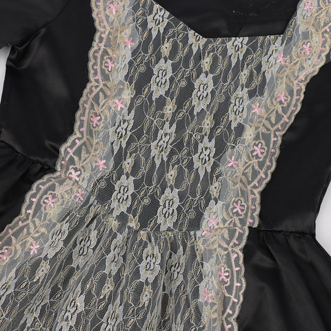 New Court Retro Dress Gown Performance Dance Noble Party Lace Satin Dress - Coscosmos
