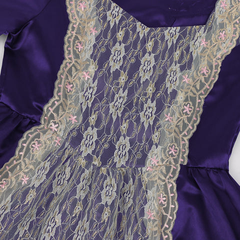 New Court Retro Dress Gown Performance Dance Noble Party Lace Satin Dress - Coscosmos