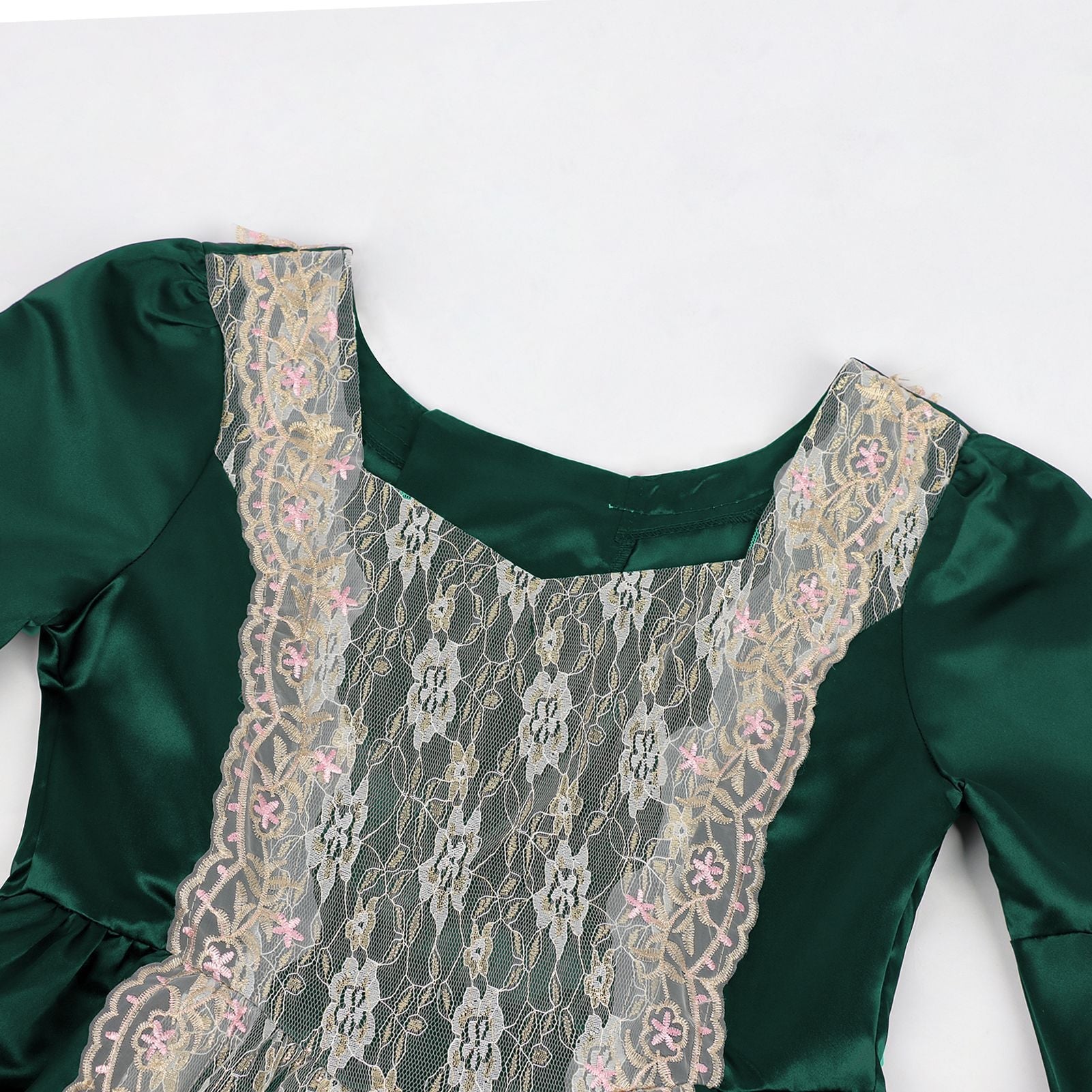 New Court Retro Dress Gown Performance Dance Noble Party Lace Satin Dress - Coscosmos