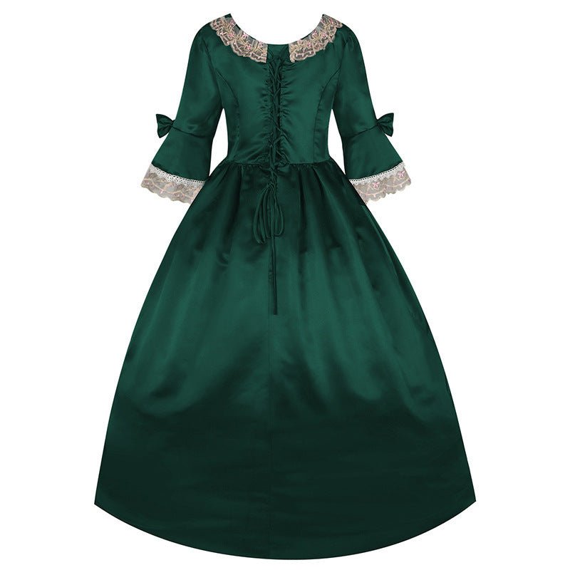 New Court Retro Dress Gown Performance Dance Noble Party Lace Satin Dress - Coscosmos